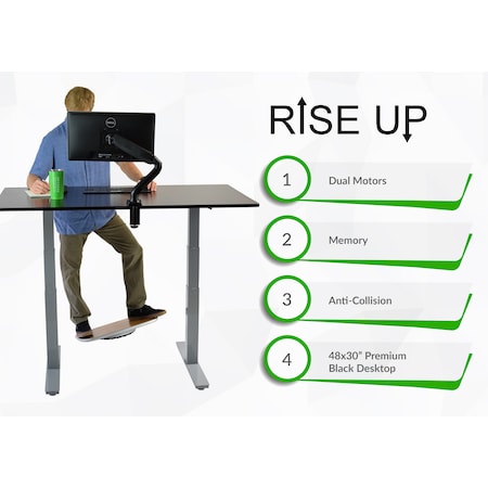 Uncaged Ergonomics Standing Desk, Black, Medium Density Fiberboard (MDF) RUgbkMDF48